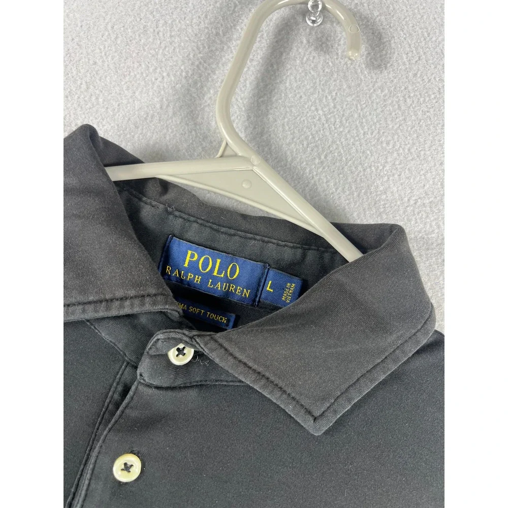 Polo Ralph Lauren Black Pima Soft Touch White Pony Mens Size Large Preppy